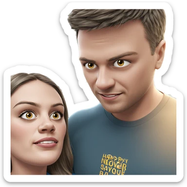 happy couple in urban setting sticker