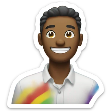 man smiling and winking and puking rainbow sticker