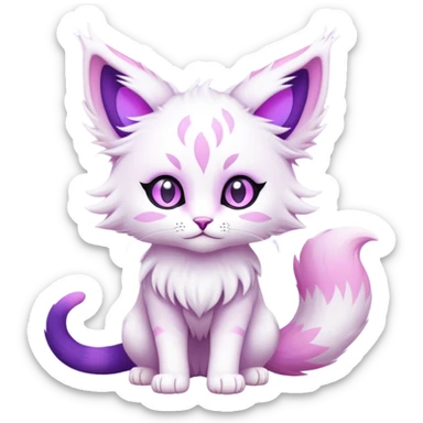 Kawaii dark edgy fantasy pastel ethereal feline-vernid-fursona animal creature with a tufted tail full body sticker
