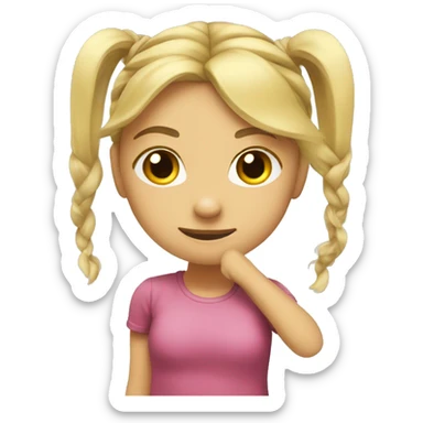blond girl ties her hair in ponytai with hands sticker