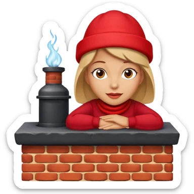 Female lie down on a chimney sticker