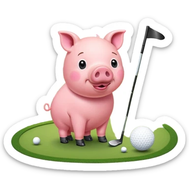 Pig on a golf course sticker