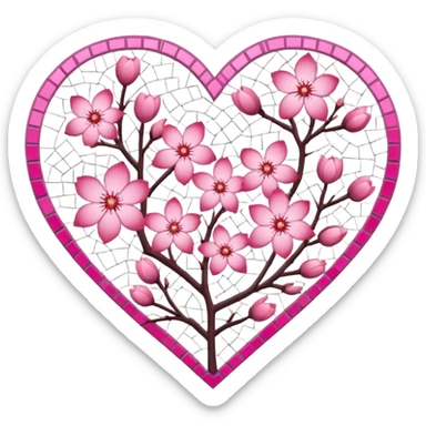 sakura heart with a mosaic pattern sticker