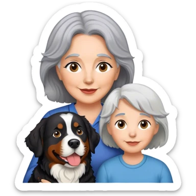 Gray hair mom with Bernese mountain dog and black lab sticker