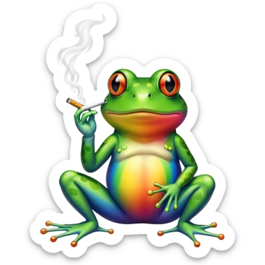 Rainbow frog smoking  sticker