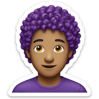 Purple curly hair, young man, earring. sticker