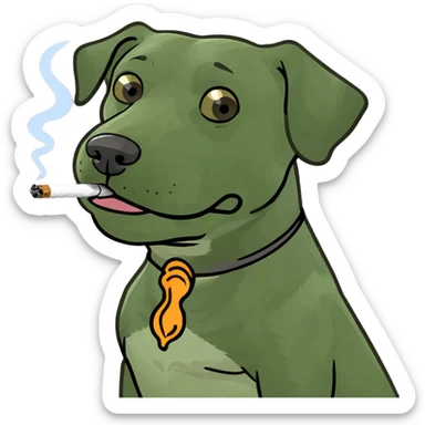 Dog smoking blunt sticker