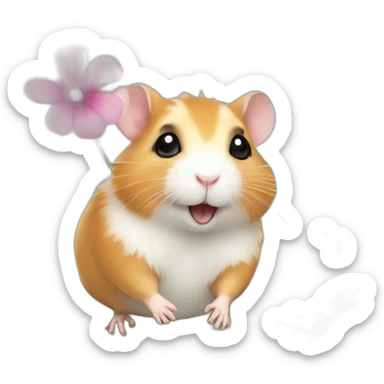 Hamster with flower sticker