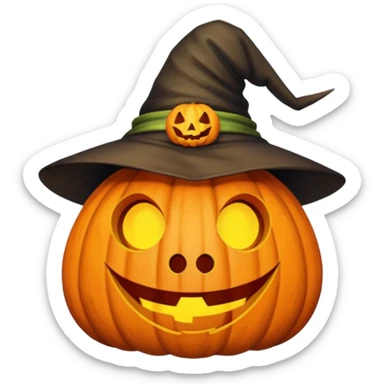 toad wearing a jack o lantern face with a hat sticker