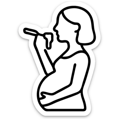 pregnant woman eating melted raclette, icon style sticker