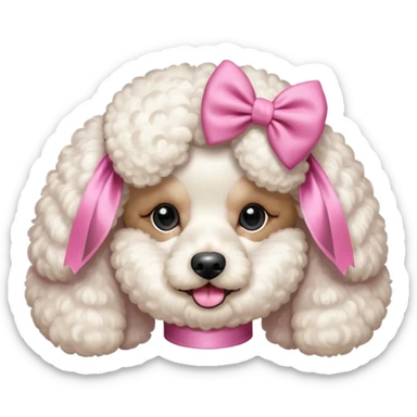 Crie um poddle com um laço rosa estilo ios sticker