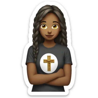 girl with Catholic cross on t-shirt sticker