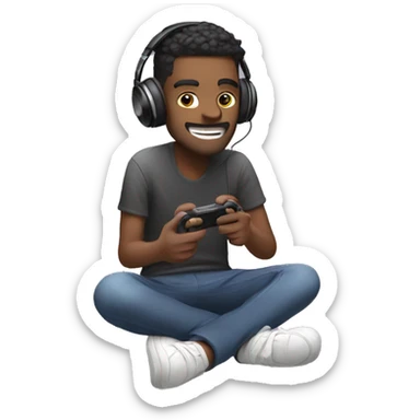 skinny guy playing video games with headphone with hype vibes  sticker