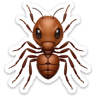 Cinematic Realistic Noble Ant Portrait Emoji, Poised and industrious, with a compact, meticulously segmented body covered in smooth, natural brown exoskeleton and focused, determined eyes rendered in lifelike detail, high shine, intelligent and resilient, styled with an air of urban diligence, focused and attentive, soft glowing outline, capturing the essence of a watchful and confident ant that appears ready to march out of the screen with unwavering authority! sticker