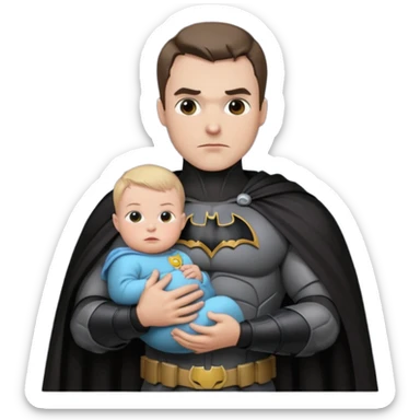 batman holding infant baby daughter sticker