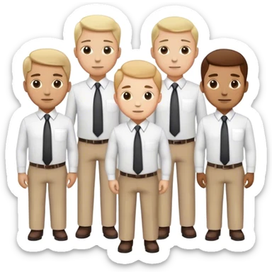 Emoji of a group of businessmen in white shirts and ties, standing together, representing a corporate environment. sticker