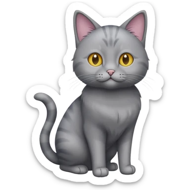 lean grey cat with full body sticker