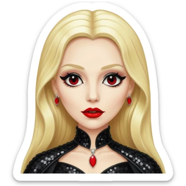 Countess Dracula with long blonde hair, black sequin outfit  sticker