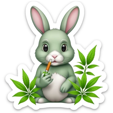 Bunny smoking marijuana with a spring flower theme with marijuana plants sticker