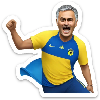 Jose mourinho celebrating with yellow blue tshirt sticker
