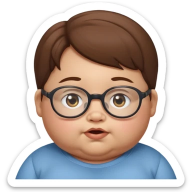 Fat baby with glasses and brown hair sticker