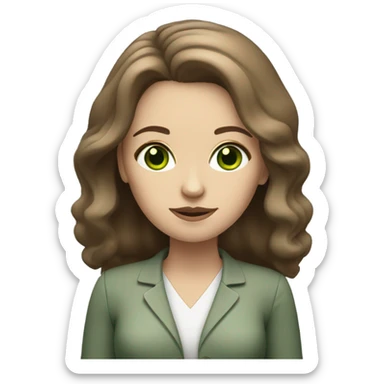 white female psychologist with brown hair and green eyes sticker