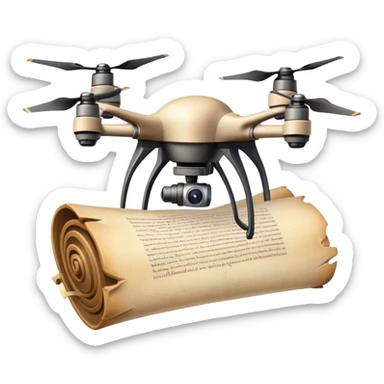 drone carrying ancient scroll  sticker