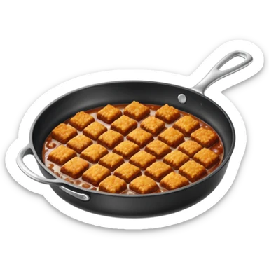 fried minced meat dish object icon, cooked minced meat in a pan, slightly crispy texture, glossy oil shine, 3D cartoon, mobile game icon style, centered, clean background, soft shadow, no text, no watermark
  sticker