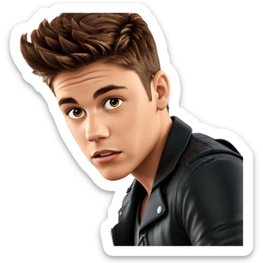 brown haired boy in leather sticker