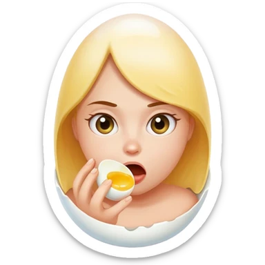 girl eating an egg and then farting  sticker