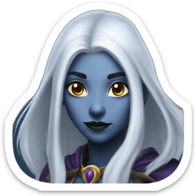 Drow sorceress with white long hair sticker