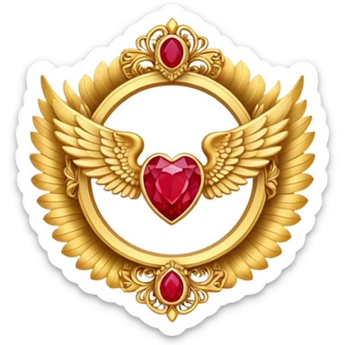 Third place award number in frame decorated with golden angel  wings and rubby stone sticker