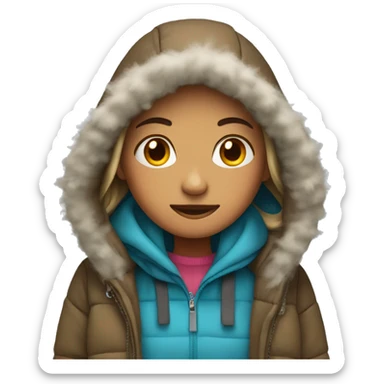 Girl with many layers of clothes it’s cold sticker