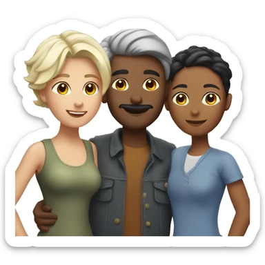 2 lesbians and a man sticker