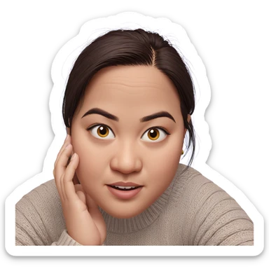 girl in sweater with piercing sticker