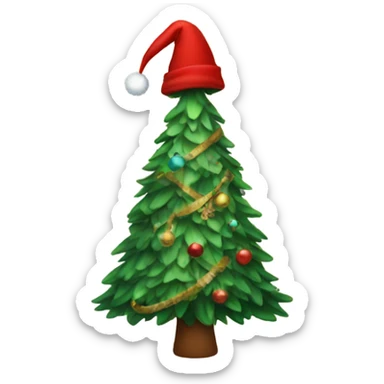 A Christmas tree wearing a hat sticker