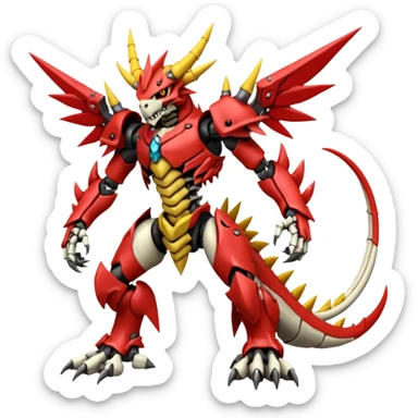 Anthro Digitigrade Cool Badass Skeletal Wargreymon-Guilmon-Pokémon-Digimon-Fakémon-fusion-hybrid-creature sticker