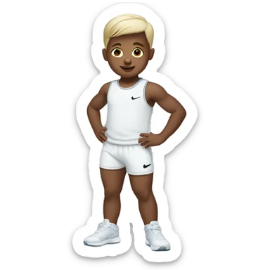 White baby boy wearing a Nike outfit sticker
