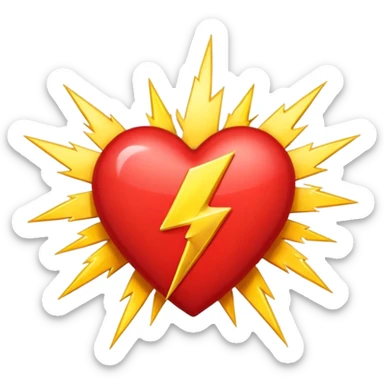 Heart with 13 point lightning bolt in the middle sticker