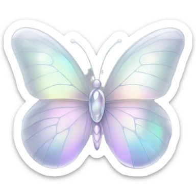 Pastel white iridescent glass crystal butterfly sticker