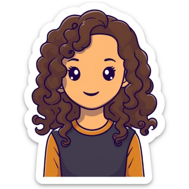 tan girl with long curly dark brown hair sticker