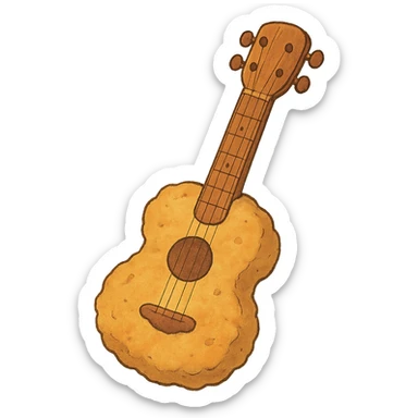 ghibli style whimsical chicken nugget guitar sticker