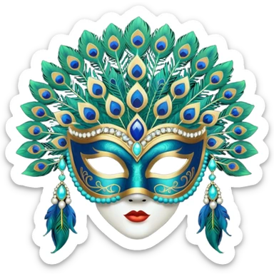 Peacock Gatsby Mask sticker