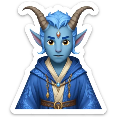 wizard thiefling with blue skin sticker