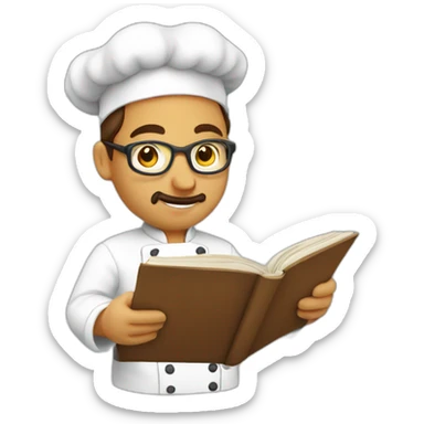 chef reading recipe book sticker