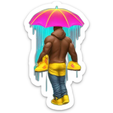 Juicy booty neon sign style man rain sticker