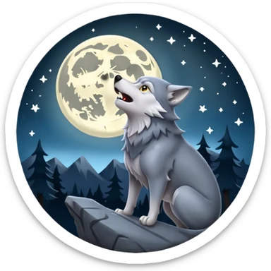 Wolf howling at the moon sticker