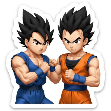 Goku vs Vegeta clashing punching struggling querral fight  sticker