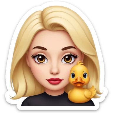 flirty emoji face smirking pouty duck lips dramatic eyelashes bold makeup sticker