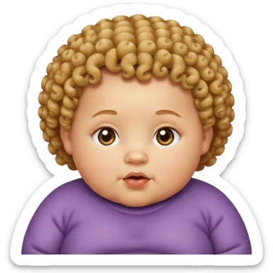 Fat baby doing curly hair sticker
